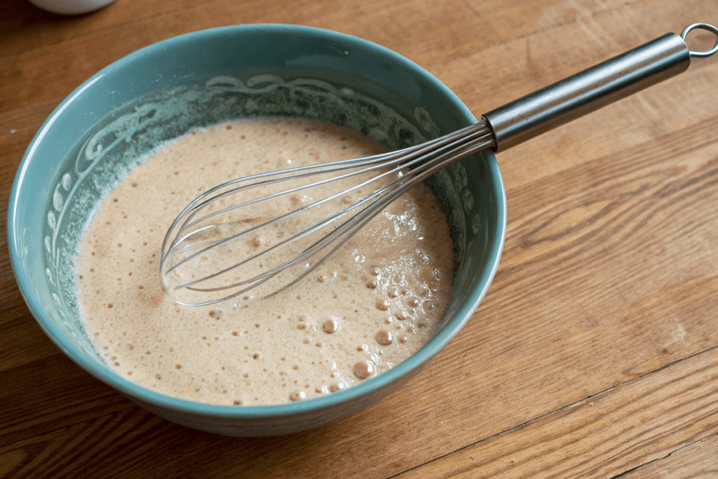 Sourdough discard batter being prepared for pancakes.