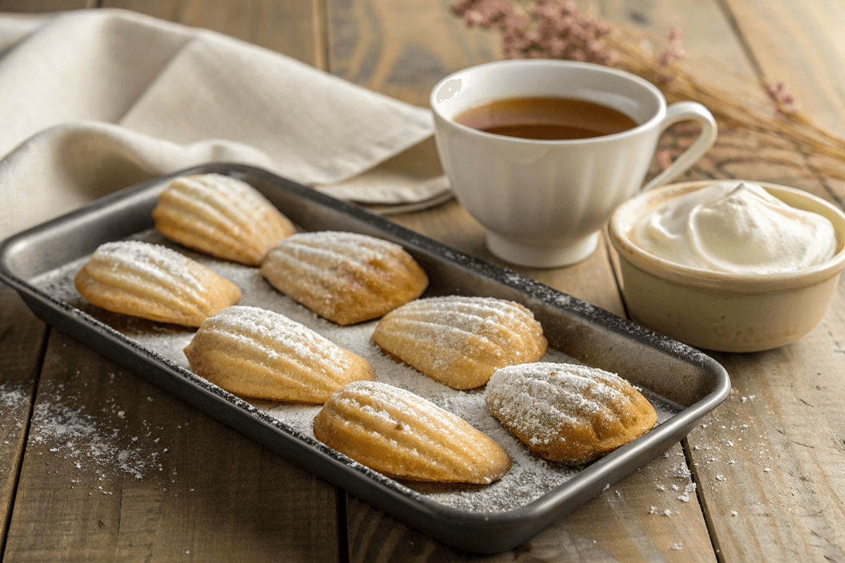 Madeleine cookies recipe using cream for rich and moist treats.