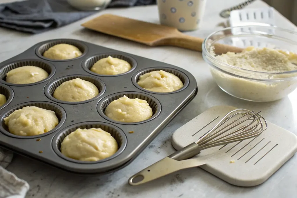 Muffin tins as a substitute for madeleine moulds.