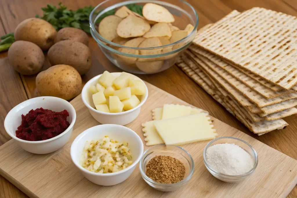 Ingredients for Passover-friendly kugel.