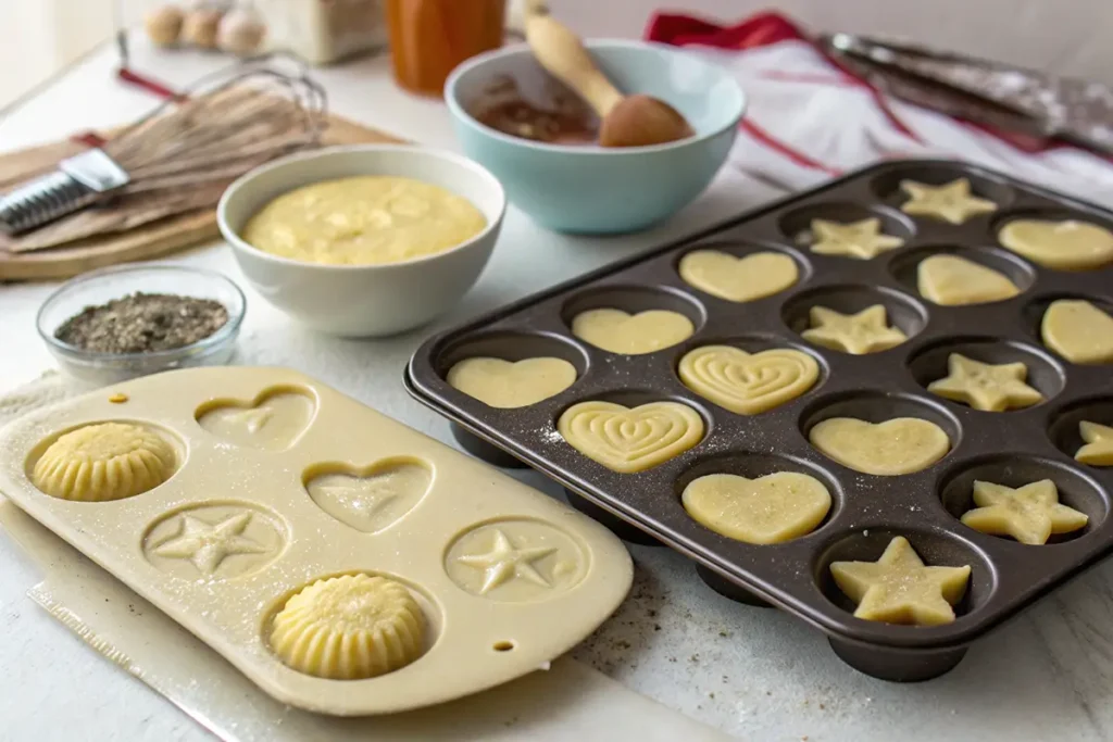 Silicone molds are a creative substitute for madeleine molds.