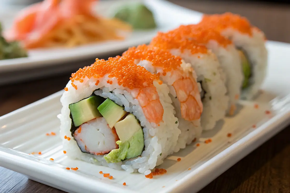 Boston roll – A close-up of its ingredients.