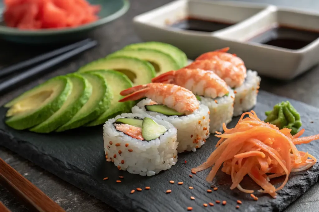 "Is the Boston roll good? Key ingredients include shrimp, avocado, cucumber, and masago.