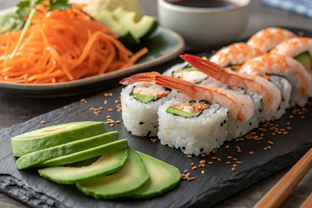 What does the Boston roll have in it? Key ingredients include shrimp, avocado, cucumber, and masago