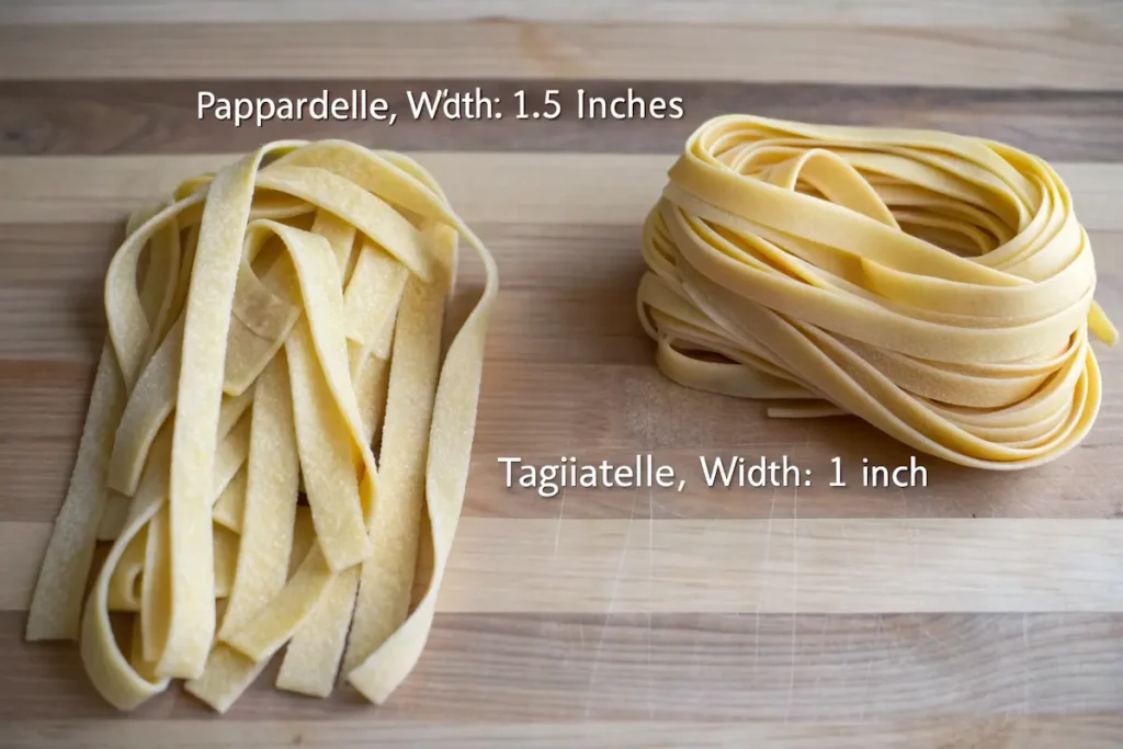 Pappardelle vs. tagliatelle pasta comparison