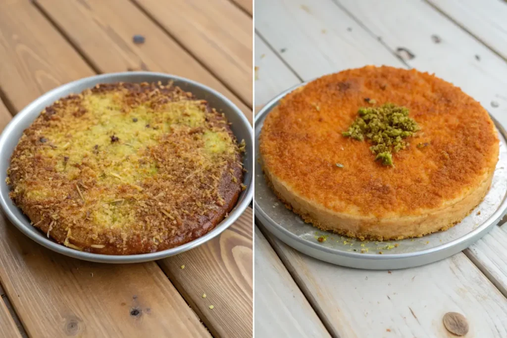 Signs that kunafa has gone bad – Fresh vs. spoiled kunafa.