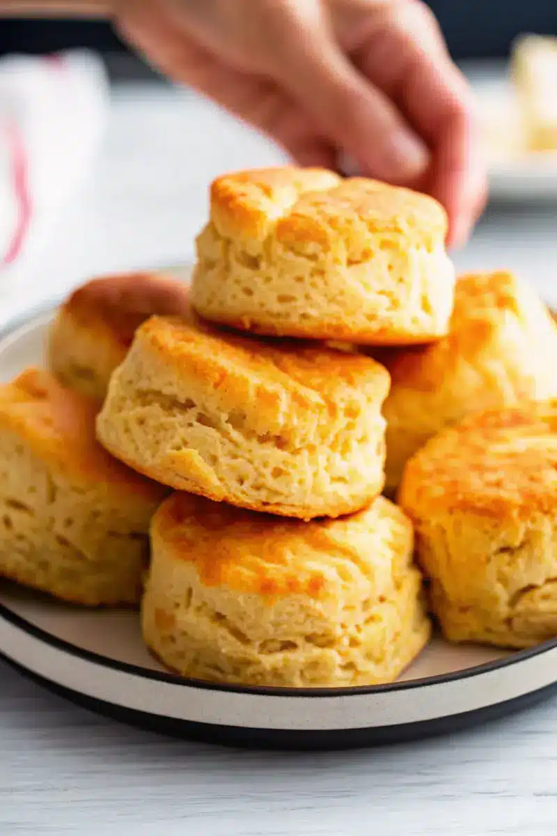Biscuit recipe featuring golden, flaky homemade biscuits