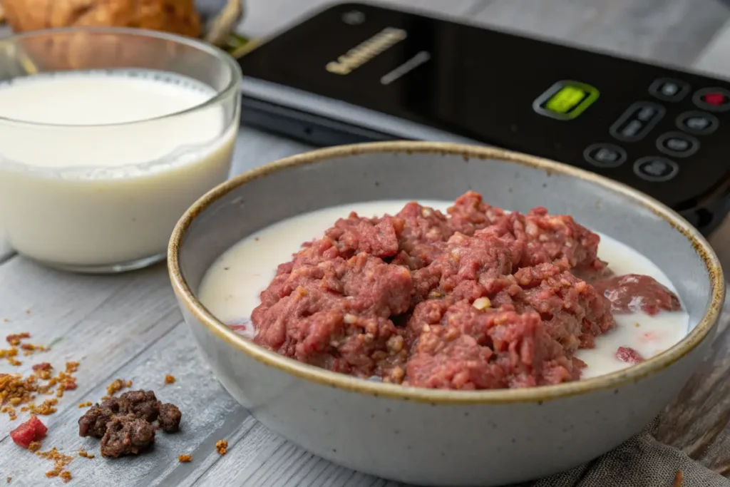 Common mistakes when adding milk to ground beef.