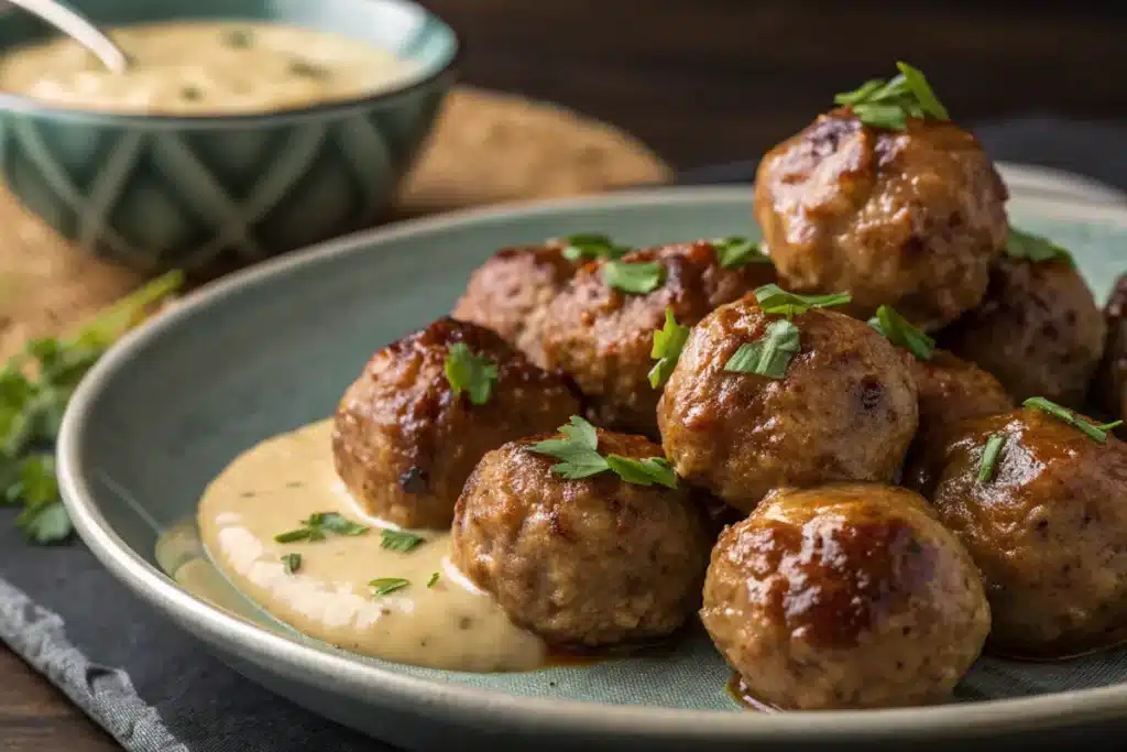 Juicy meatballs made with milk in ground beef.