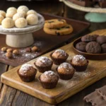 Bite-sized justalittlebite recipe desserts on wooden table