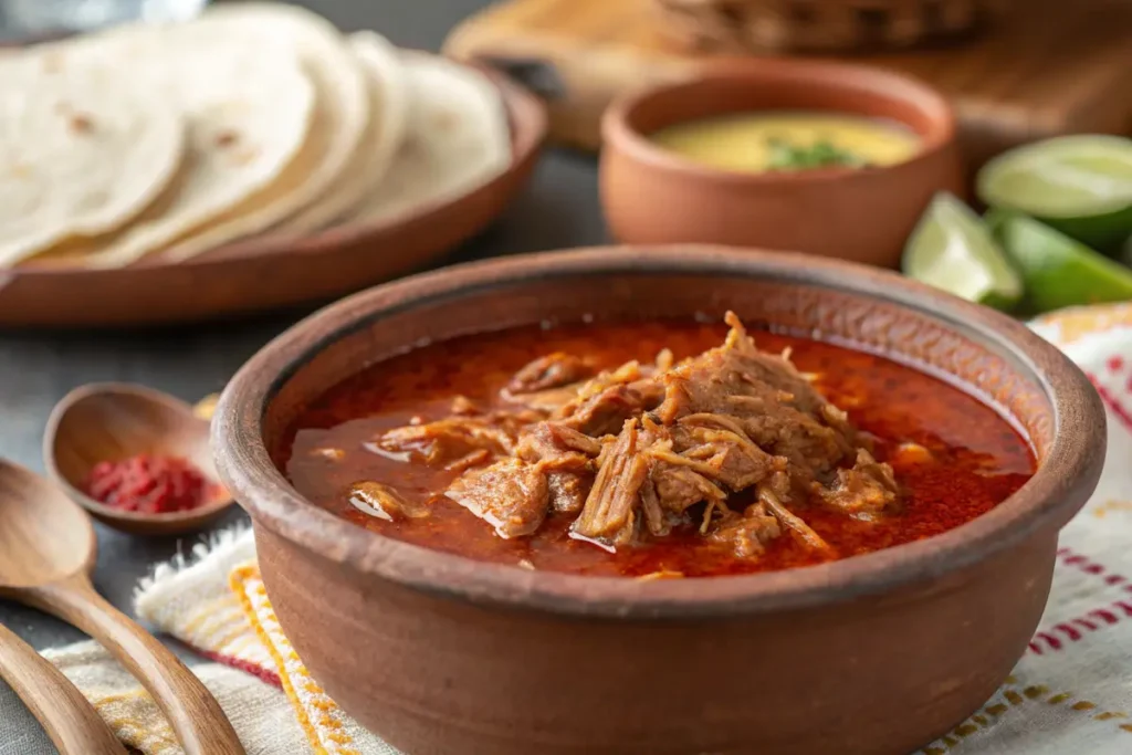 Traditional pork birria in a clay bowl – Is Birria Beef or Pork?