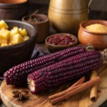 botella de chicha morada on a rustic table