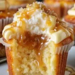 Moist Honey Peach Cream Cheese Cupcakes topped with creamy frosting and sweet honey drizzle