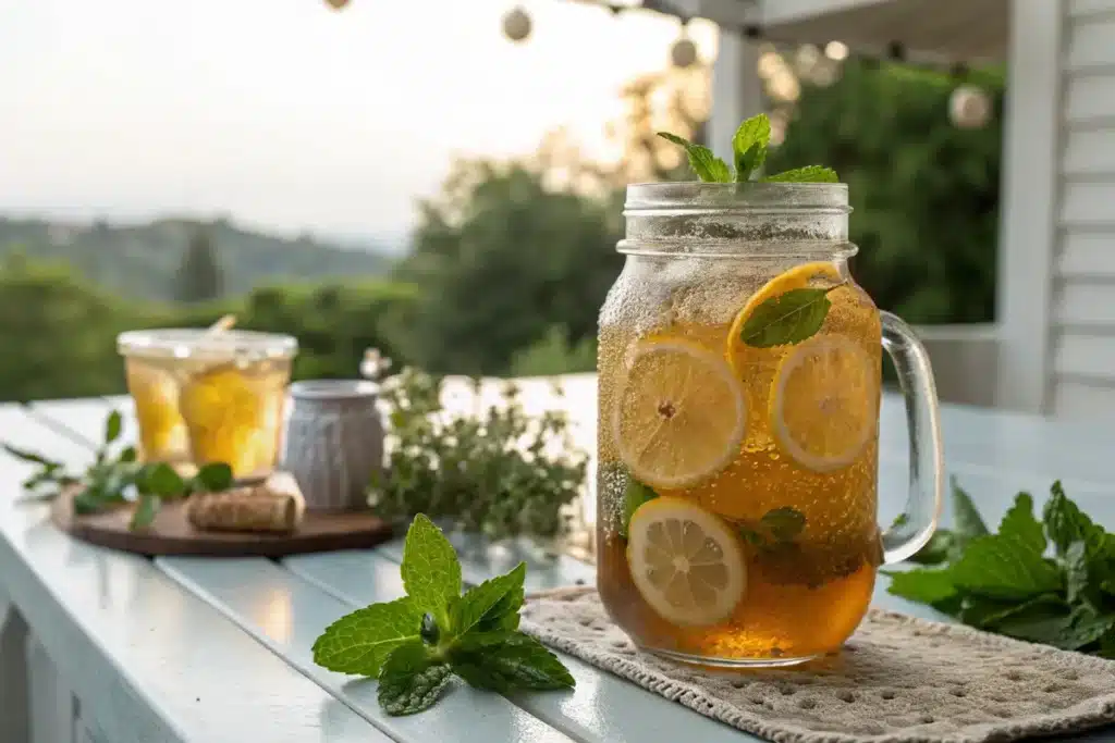  iced apple cider vinegar tea fat burning drink with lemon