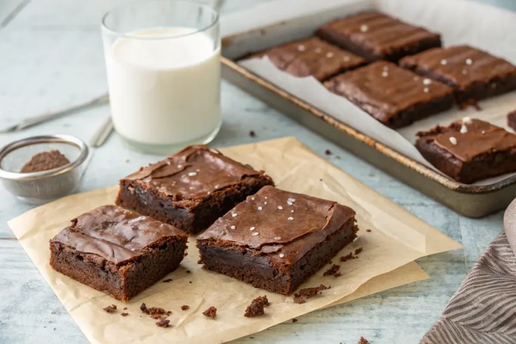 sliced lunch lady brownies with school-style frosting