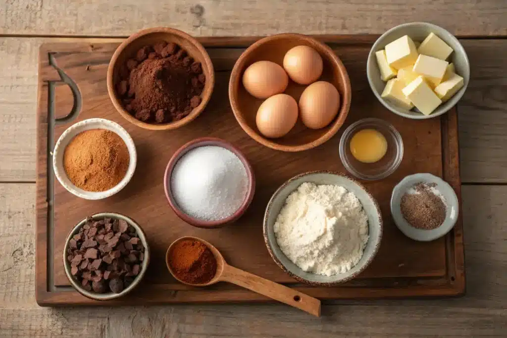 ingredients for school cafeteria brownies on table