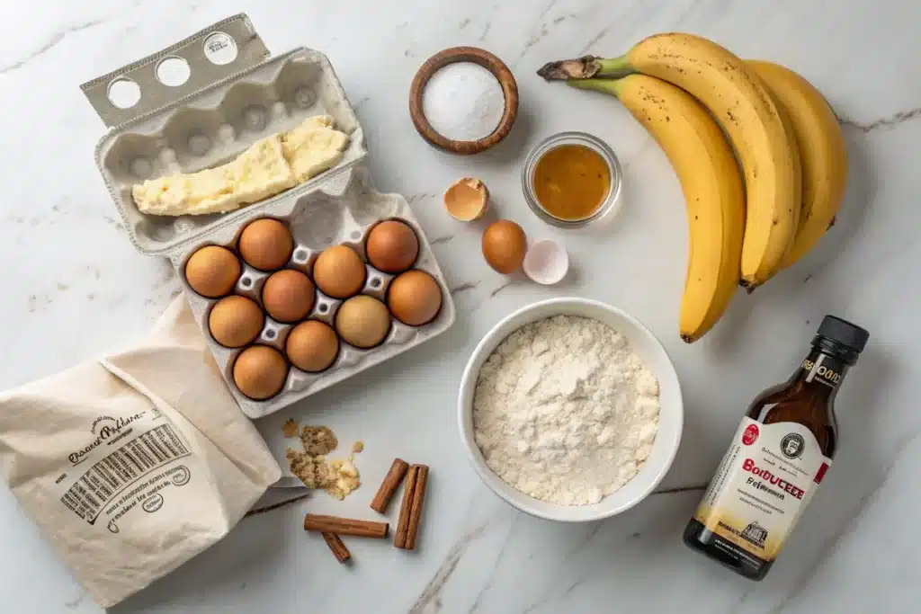 Ingredients for cottage cheese banana muffins