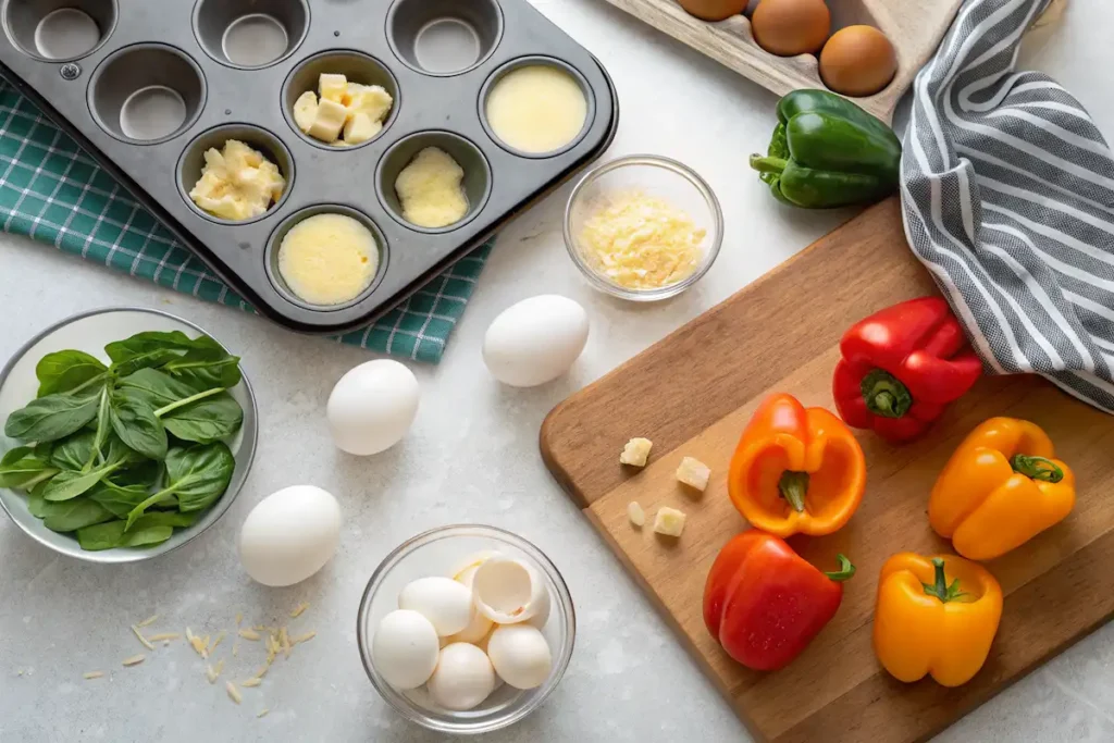 ingredients for mini egg muffin cups healthy snack