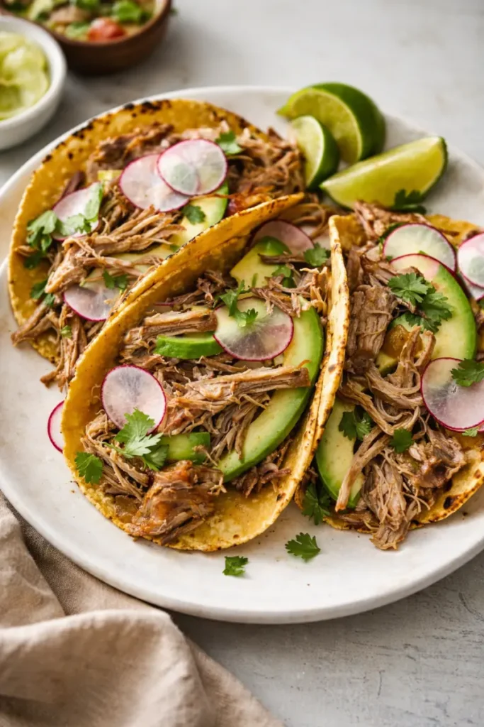 carnitas cooked on the stovetop with crispy edges